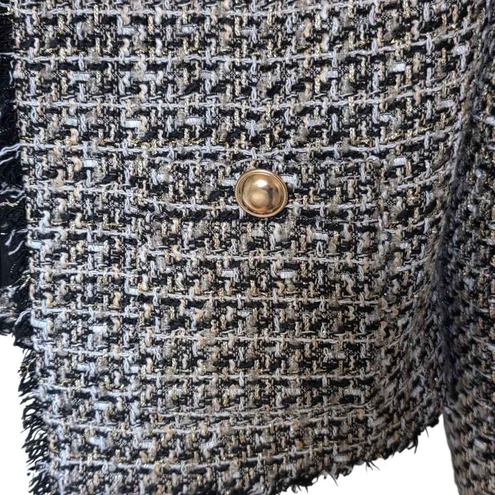 Express Plaid Raw Hem Open Front Blazer Size M EUC - Picture 5 of 6